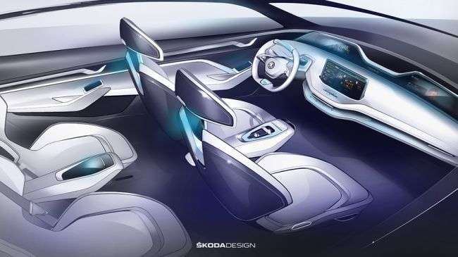 Skoda вперше показала інтерєр нового электрокроссовера Vision E