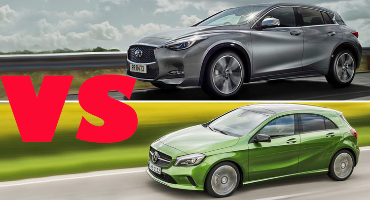 Новий Інфініті Q30 і Мерседес-Бенц A-Class, порівняння пліч-о-пліч
